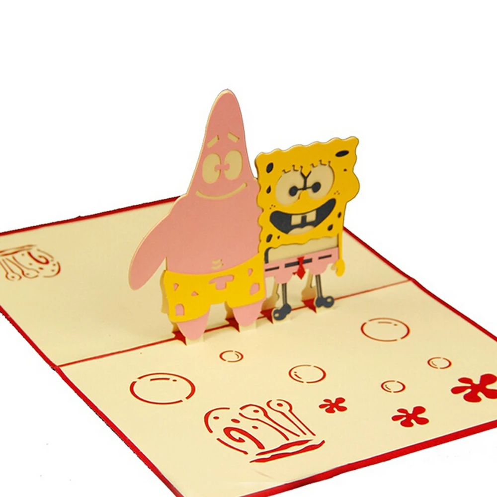 (10 шт./лот) комикс и аниме поздравительная открытка на день рождения Губка Боб