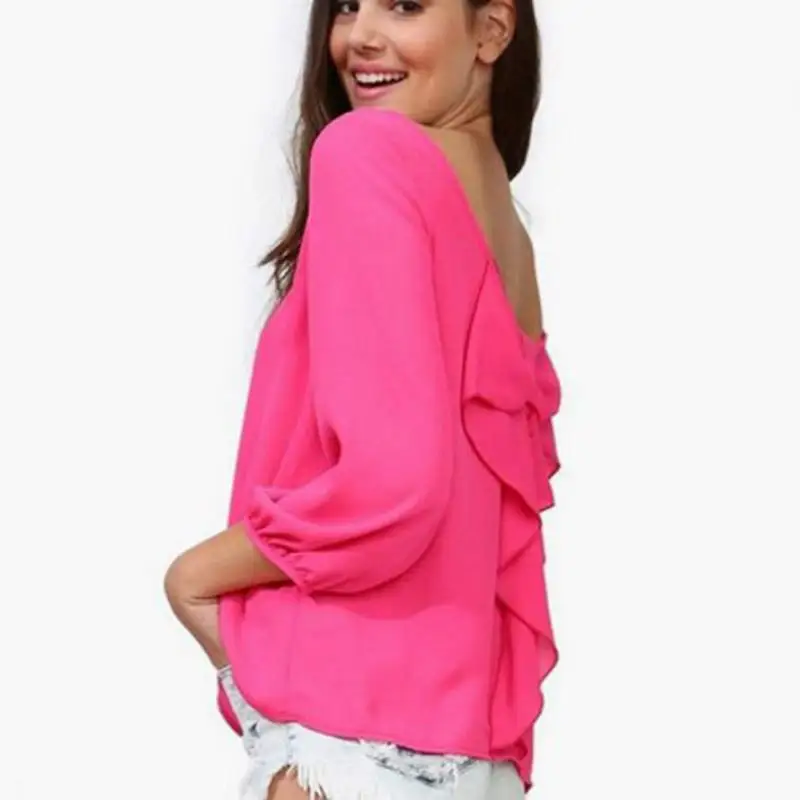 Новые пикантные Женская мода леопардовый шифон Холтер свободные рубашки блузка