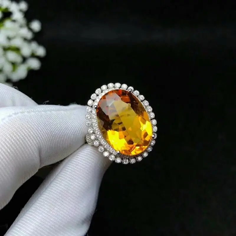 Кольца shilovem из стерлингового серебра 925 пробы с пьезоэлектрическим цитрином