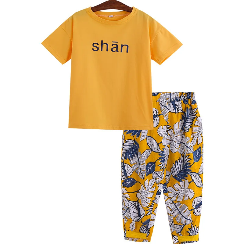 Toddler Girl Summer Clothes 2019 Little Girls Clothing Set Children Boutique Outfits shan T Shirt + Floral Capri Pants | Детская одежда