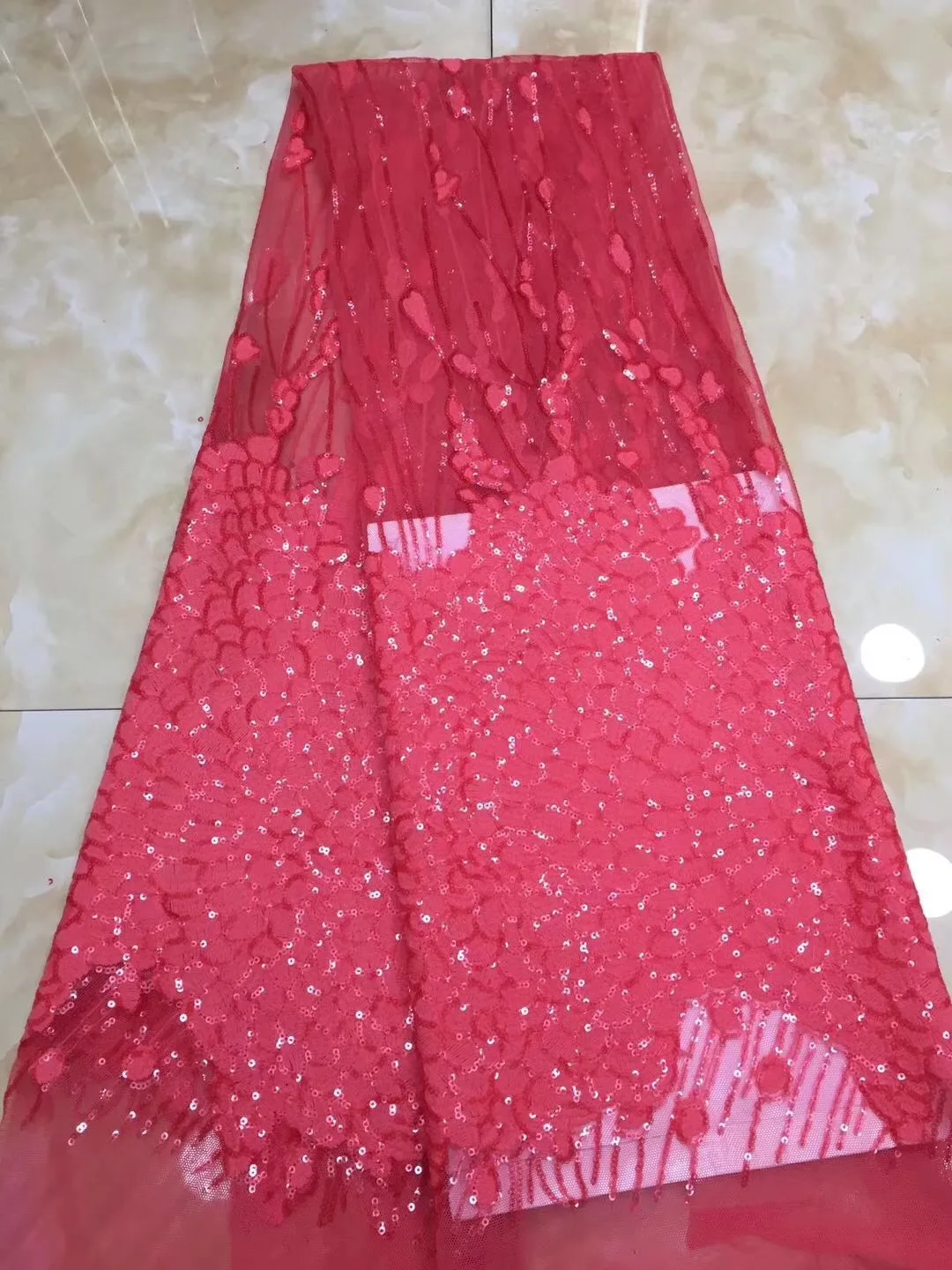Sequins Embroidered African Guipure French lace fabric for wedding High quality mesh tulle nigerian D252 | Дом и сад