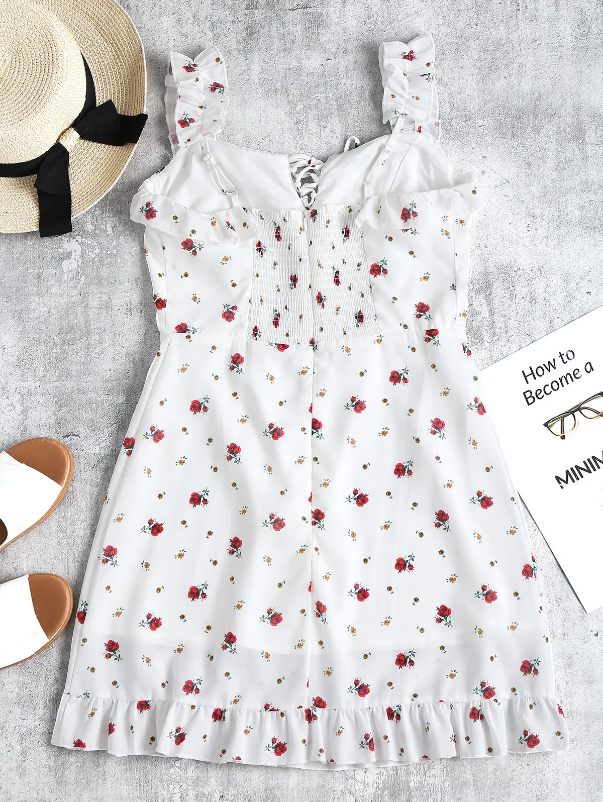 ZAFUL оборками с спиной мини платье женщины лето зашнуровать без рукавов A силует