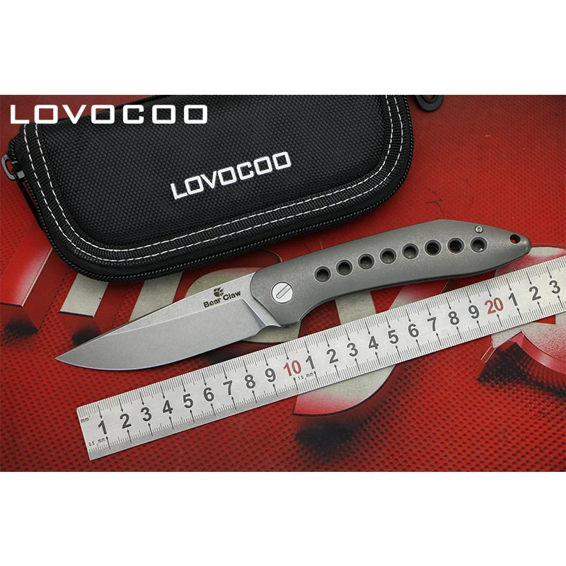 LOVOCOO Летающая акула Флиппер складной нож S35VN лезвие титановая ручка скрытый Открытый Отдых Охота Подарок Ножи EDC инструменты