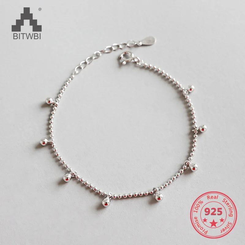 

100% 925 Sterling Silver Bracelet Minimalist Beads Charms Jewelry for Women