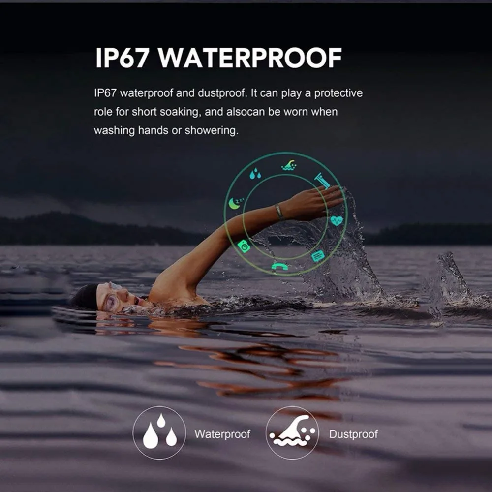 Smart Band ID130HR IP67 Водонепроницаемый монитор сердечного ритма Фитнес трекер