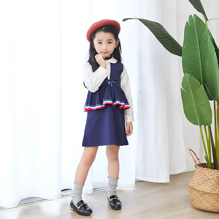 2018 wholesale Autumn Girls 100-140 children clothes Korean version Western style sweet Stitching princess dress Y3106 | Детская одежда