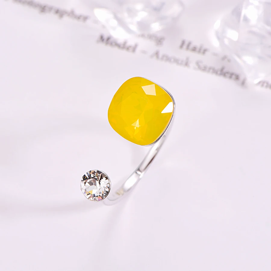 Новые цветные открытые кольца с кристаллами SWAROVSKI для женщин, модное элегантное кольцо для свадебной вечеринки, ювелирные аксессуары, подарок для мамы и девочки