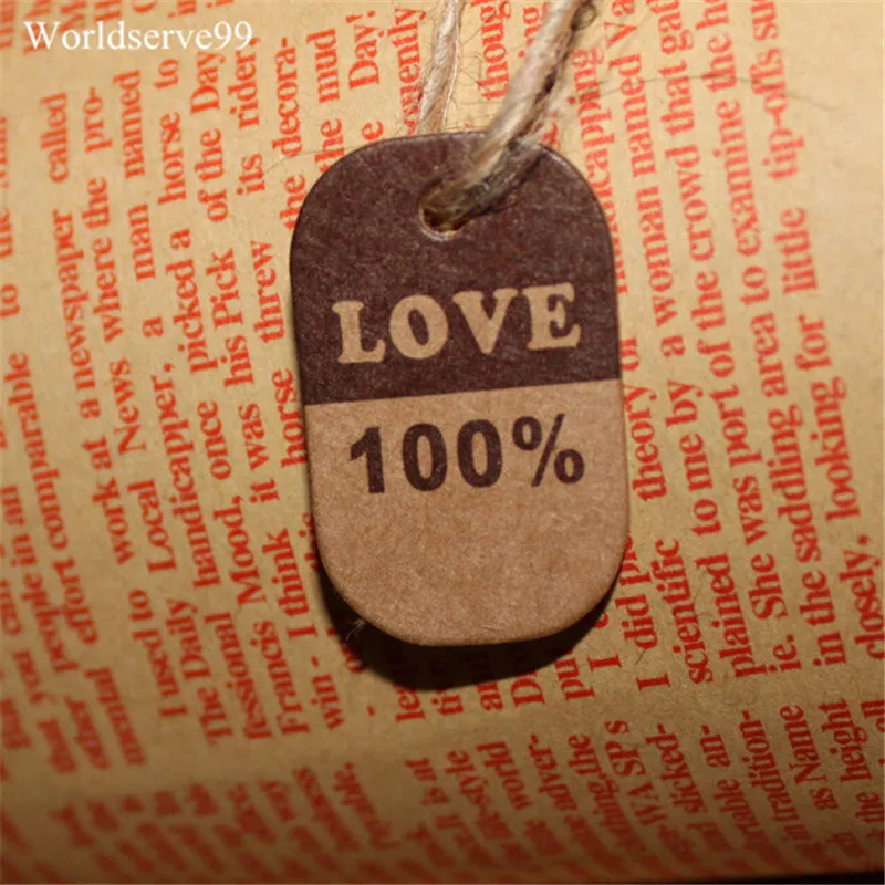 100% любовь крафт-бумага ценники бирки Свадебная вечеринка сделай сам открытки
