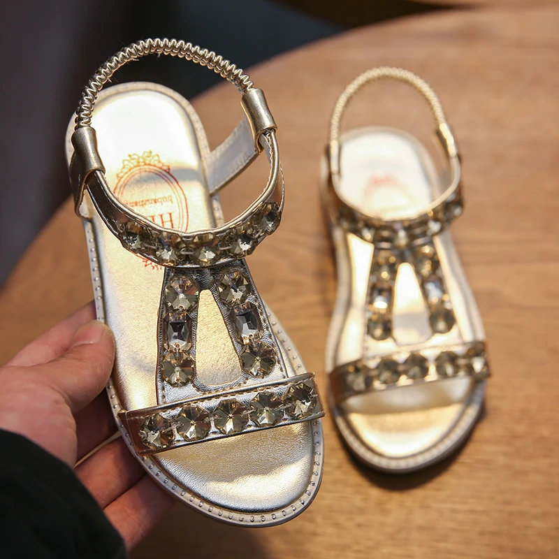Сандалии детские из ПУ кожи со стразами 16 22 6 см|girls summer sandals|sandals princessgirls princess sandals |