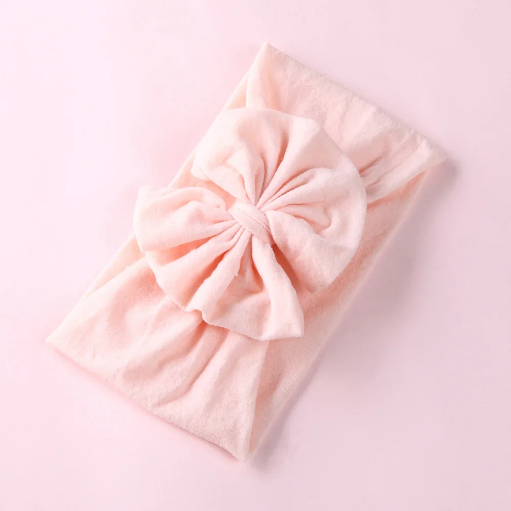 Sytle 3-Peach pink Бантик бант из нейлона повязки на голову, один размер подходит для большинства Широкий Бант из нейлона тюрбан повязка на голову мягкий тюрбан, аксессуары для волос для маленьких девочек - Цвет: Sytle 3-Peach pink
