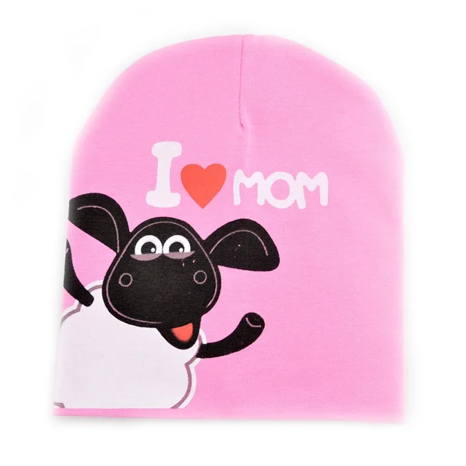 mom pink Принт с буквами для детей, шапка, я люблю мама папа, детская шапочка для мальчиков и девочек, милая Вязаная хлопковая теплая детская шапочка на весну и осень - Цвет: mom pink