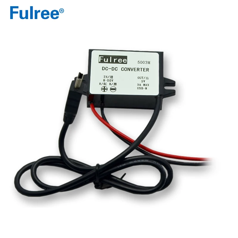 Мини Micro USB с 2 портами(стандарт 12V 24V 36V 48V(8 V-с алюминиевой крышкой, 50В) до 5V 3A DC-DC Шаг вниз Мощность конвертер двойной USB кабель для зарядки в машине, Зарядное устройство Dual Выход адаптер - Цвет: Single Mini USB