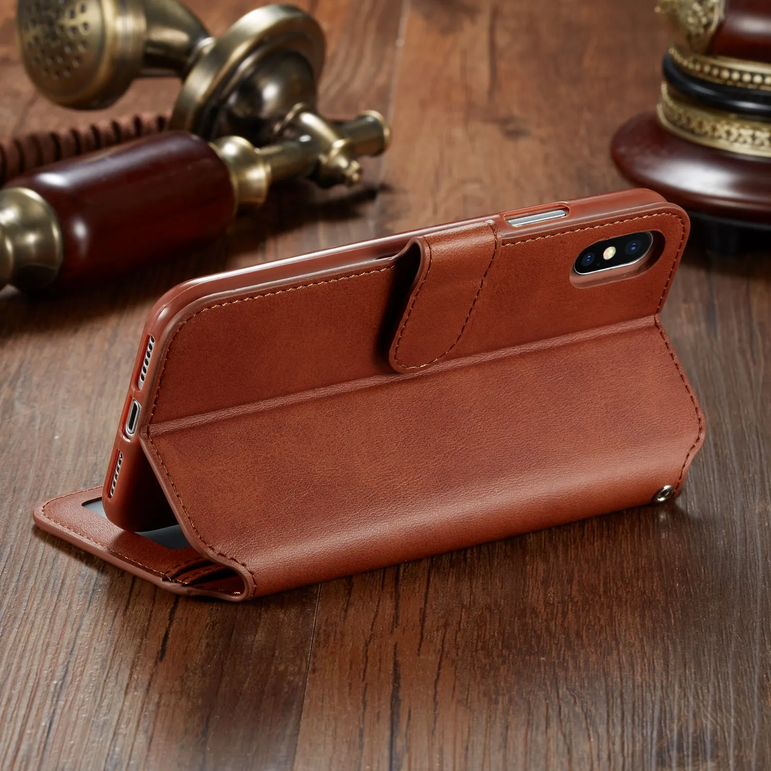 Чехол для iPhone XR X 6 s 7 8 Plus Роскошный чехол в стиле ретро с отделениями карт тонкий
