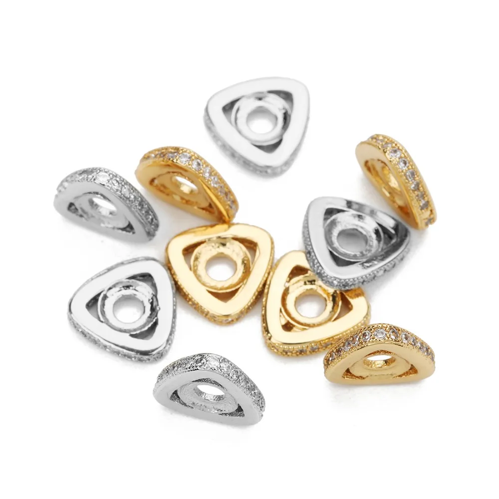 Оптовая продажа 5 шт./партия медные бусины золотого цвета 10 мм с треугольным