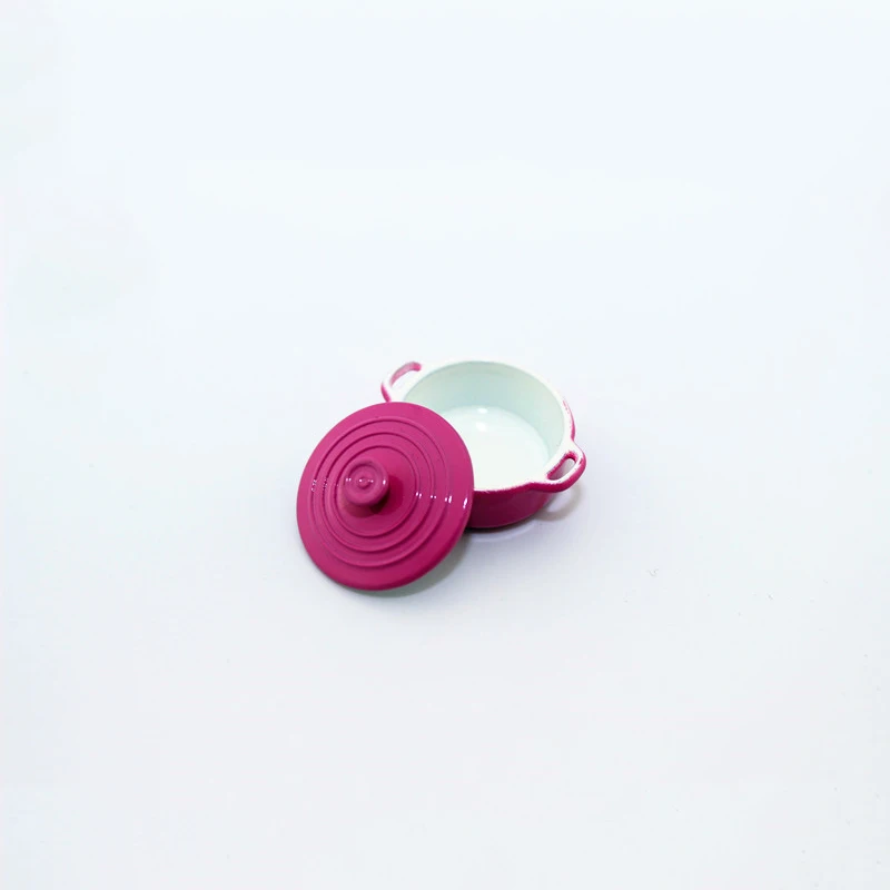 rose red 1:12 Кукольный домик миниатюрная кухонная утварь посуда для приготовления пищи мини-горшок котёл сковородка с крышкой Кукольный дом аксессуары для игры кухня игрушка - Цвет: rose red