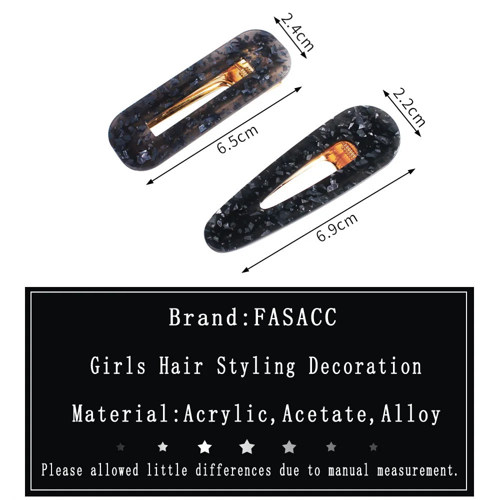FASACC женские Акриловые зажимы для волос девушки Геометрическая шпилька Женская