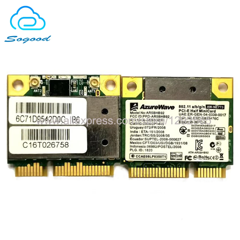 Atheros AR9280 AR5BHB92 Двухдиапазонная 2 4G & 5G 300 Мбит/с 802 11 a/b/g/n PCI E Половина мини карты