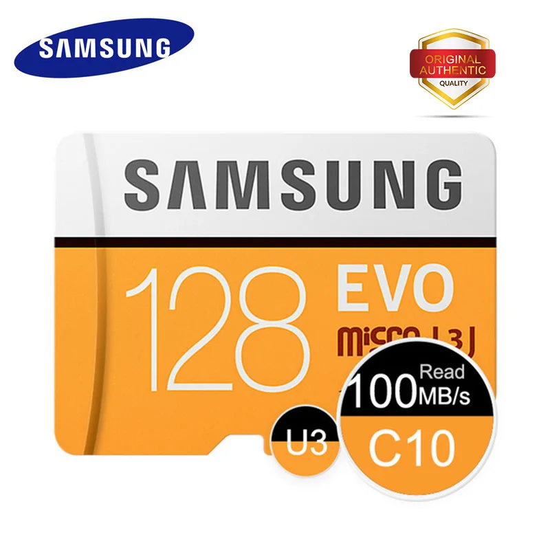 128G 100MBs U3yellow SAMSUNG Micro SD карта памяти EVO+ Plus 32 Гб класс 10 Водонепроницаемая TFFlash карта памяти C10 SDHC/SDXCUHS-1 для смартфонов - Емкость: 128G 100MBs U3yellow