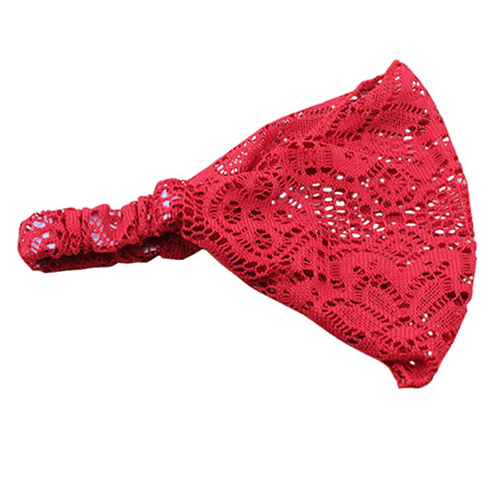 Женская эластичная повязка на голову DOUDOULU однотонная Кружевная бандана тюрбан