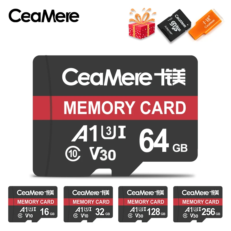 CeaMere карта памяти 256 ГБ 128 Гб 64 U3 UHS 3 32 Micro sd класс 10 1 флэш Microsd TF/SD карты для