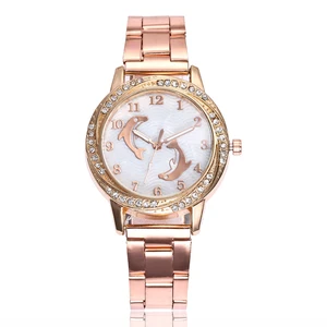Прекрасный Дельфин Женский сплав браслет кварцевые аналоговые инкрустированные горный хрусталь наручные часы подарок