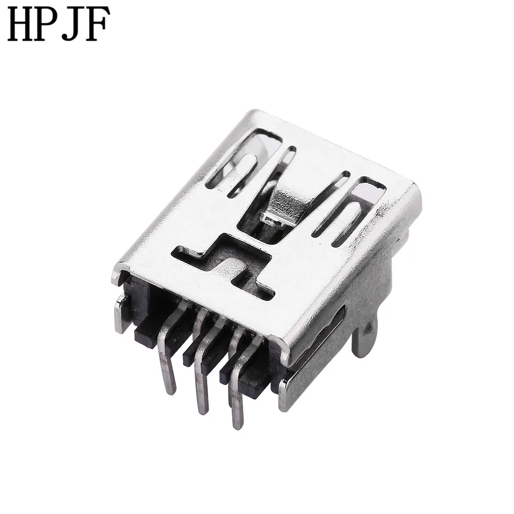 10 шт./лот Mini USB 5pin розеточная часть соединителя 2 фута 90 градусов штифт для хвоста