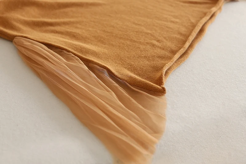 Зимы женщин Твердые Рукавов О-Образным Вырезом Вязание Танк Сетки Mini Dress | Женская