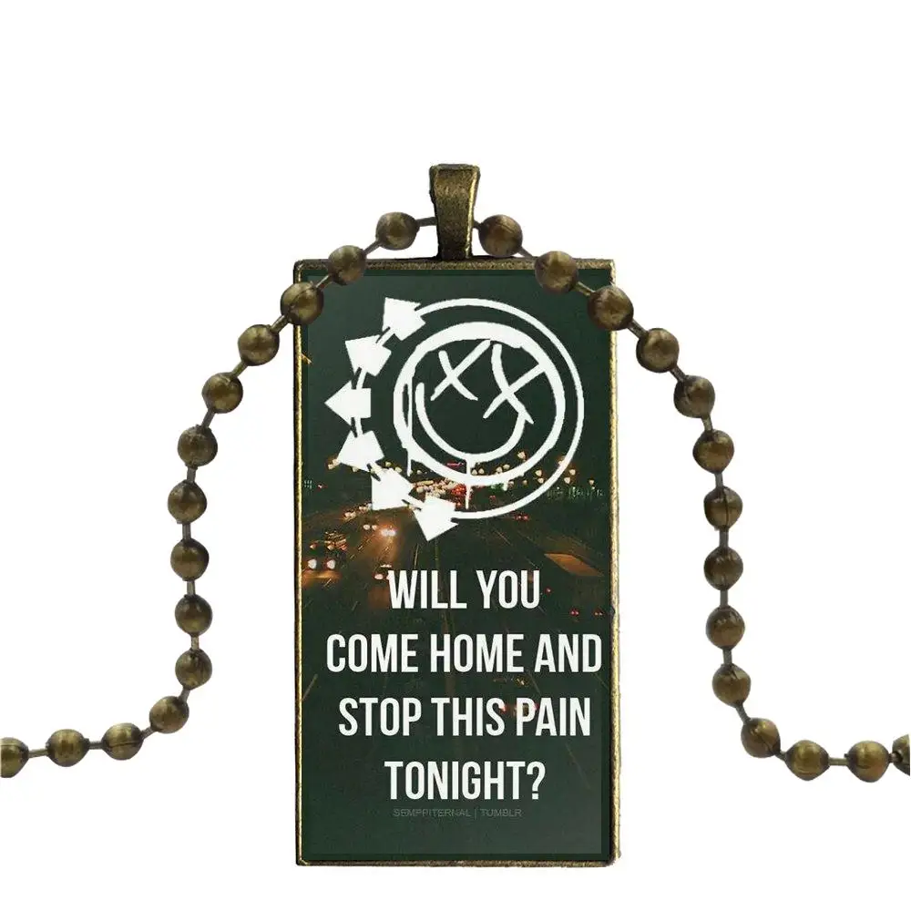 Tom Delonge Rock Band Blink 182 Skin For Girls Gifts Glass Cabochon Pendant Necklace Rectangle Fashion |