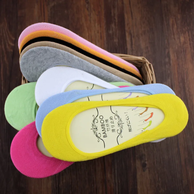 5 Pairs Fashion Spring Summer Invisible Boat Socks Women Funny Slippers Thin Shallow Colors Sexy Mouth Bamboo Fiber No Show Sock | Женская