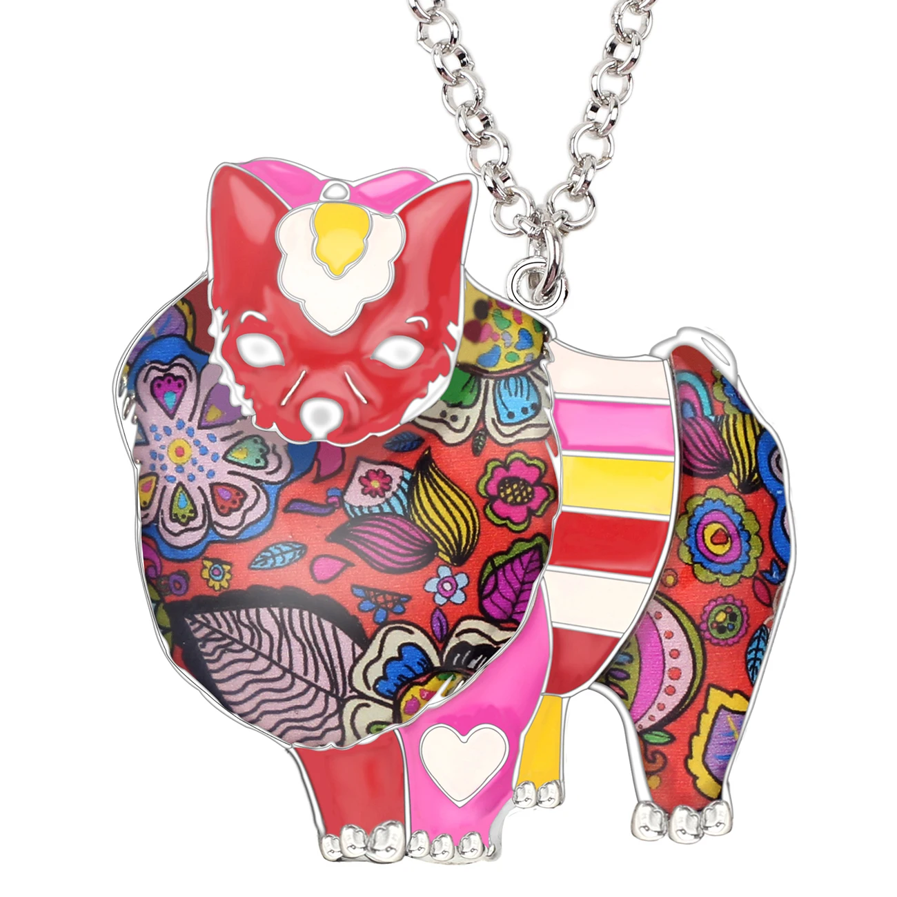 WEVENI Statement Enamel Alloy Pomeranian Dog Necklace Chain Jewelry For Women Girls Pet Lovers Gift Accessories Wholesale Bijoux | Украшения