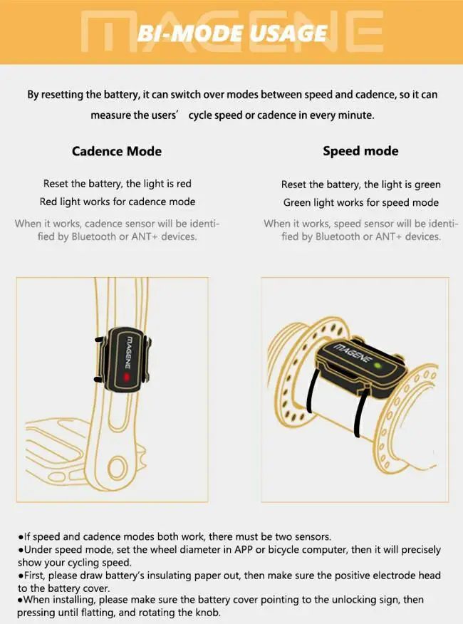 MAGENE gemini 210 датчик скорости cadence ant+ Bluetooth для Strava garmin bryton, велосипедный компьютер, измеритель мощности
