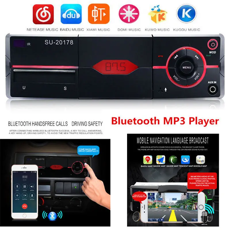1Din авто радио AUX аудио AM/FM SD Bluetooth стерео MP3 плеер головное устройство