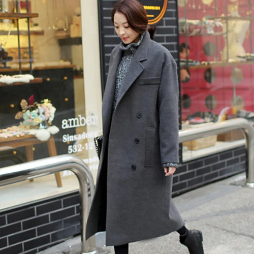 Новое поступление 2017 зимнее шерстяное пальто для женщин свободное теплое