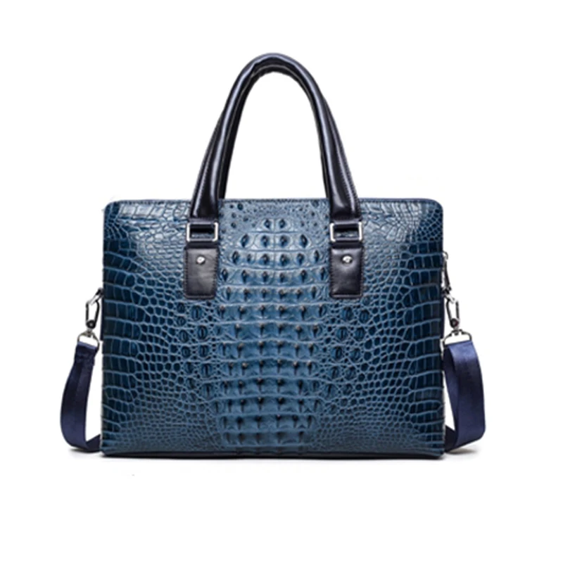 Мужской портфель с крокодиловым узором модная деловая сумка из воловьей кожи на