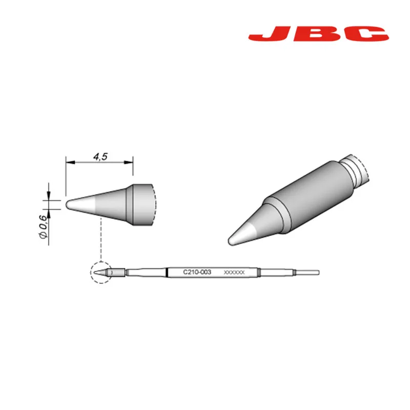 JBC C210-003 0.6mm Jyrkior JBC Precision C210 наконечник паяльника 210-020 210-001 210-009 конический наконечник оригинальная сварочная насадка для сварочных работ - Цвет: JBC C210-003 0.6mm