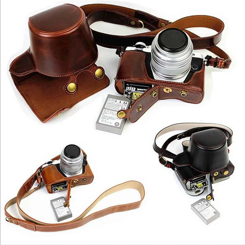 Длиннофокусный цифровой камера кожаный чехол для Olympus OM-D OMD EM10 II E-M10 MarkII (14-42 мм