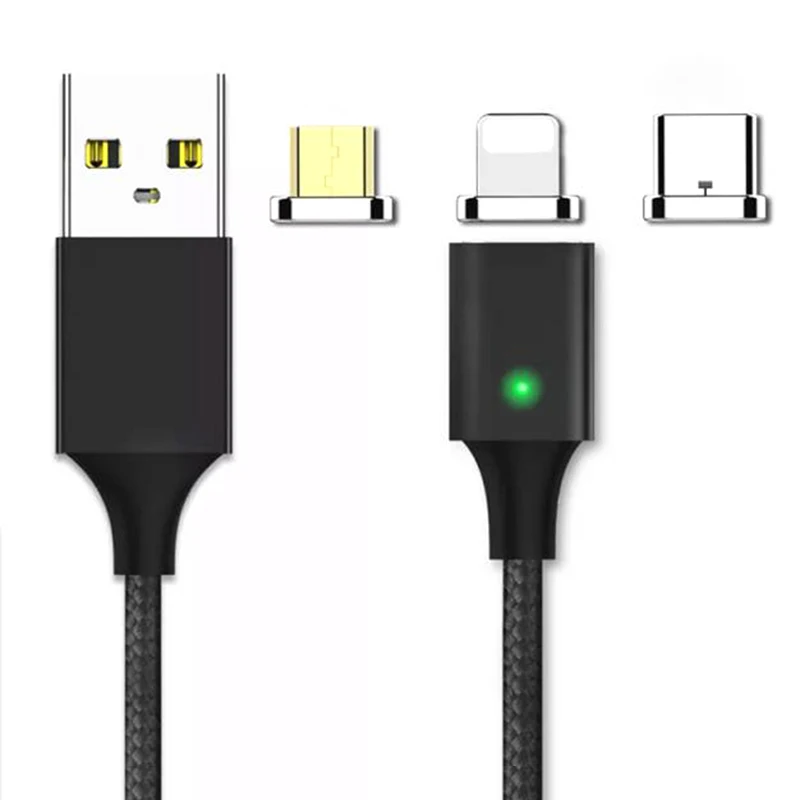 3 in 1(1cable 3plug) Магнитный кабель Micro Usb type C супер быстрая зарядка телефона Microusb type-C магнитное зарядное устройство Usb C для iphone huawei Xiaomi зарядка - Цвет: 3 in 1(1cable 3plug)