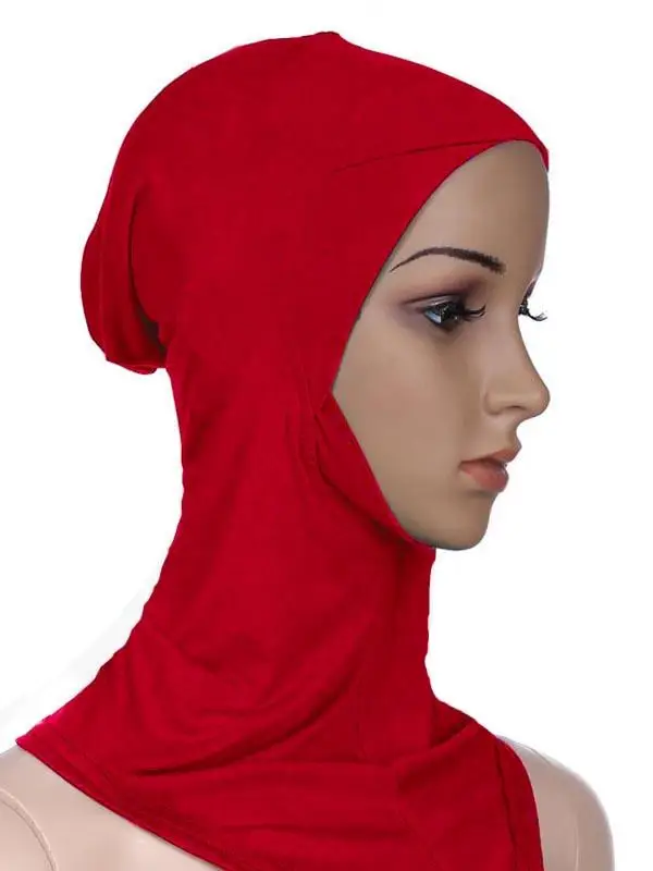 Muslim Women Under Scarf Hat Cap Soft Bone Bonnet Ninja Hijab Islamic Lady Neck Cover Niquabs Ramadan Beanies Amira Middle East - Цвет: Red