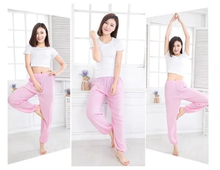 

Women Lantern Pants Summer Autumn Cotton Soild Color Casual Loose Elastic High Waist Bloomers Long Trouse