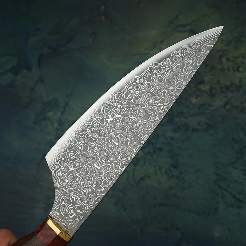 FZIZUO 7 5 &quotнож шеф-повара из дамасской стали ручка индийского розового дерева Gyotou
