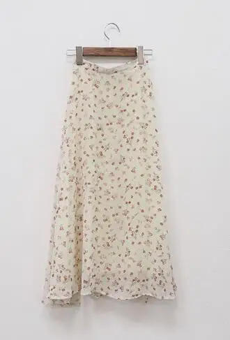 cute skirt Женские летние юбки,, корейский японский стиль, дизайнерская модная шифоновая юбка с цветочным принтом, высокая талия, длинная 4188 - Цвет: cute skirt