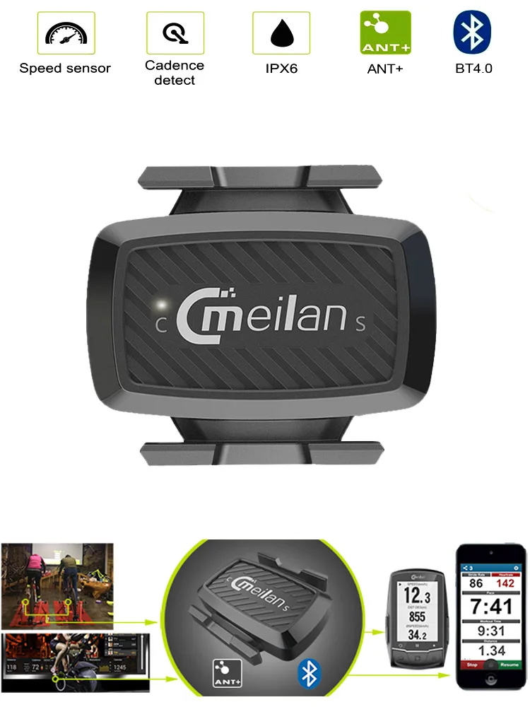 Аксессуары для велосипеда датчик спидометра Bluetooth 4 0 ANT indoor Spinning Cadence training Meilan