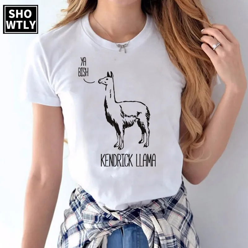 Showtly Новая модная футболка Kendrick punk Ya bish женская с коротким рукавом удобные