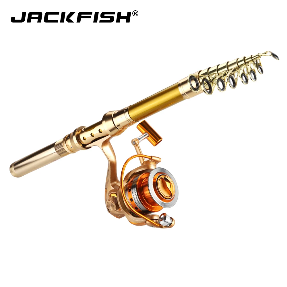 JACKFISH Спиннинг Удочка Комбо Телескопическая + 10BB Рыболовная катушка колеса