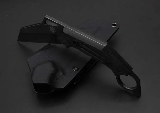 Нож D2 Strider Karambit для кемпинга, выживания, охоты и тактических задач с фиксированным клинком и кольцом для ношения на шее.