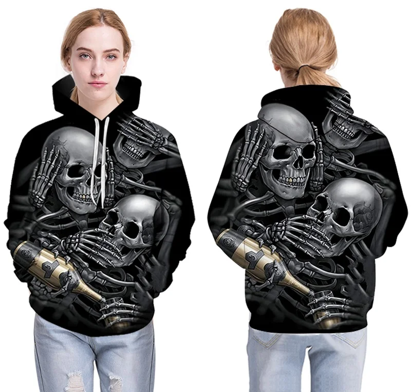 BIANYILONG новые модные мужские/женские 3d толстовки с капюшоном и принтом черепа шампанского тонкие 3d толстовки с капюшоном осенние винтопы