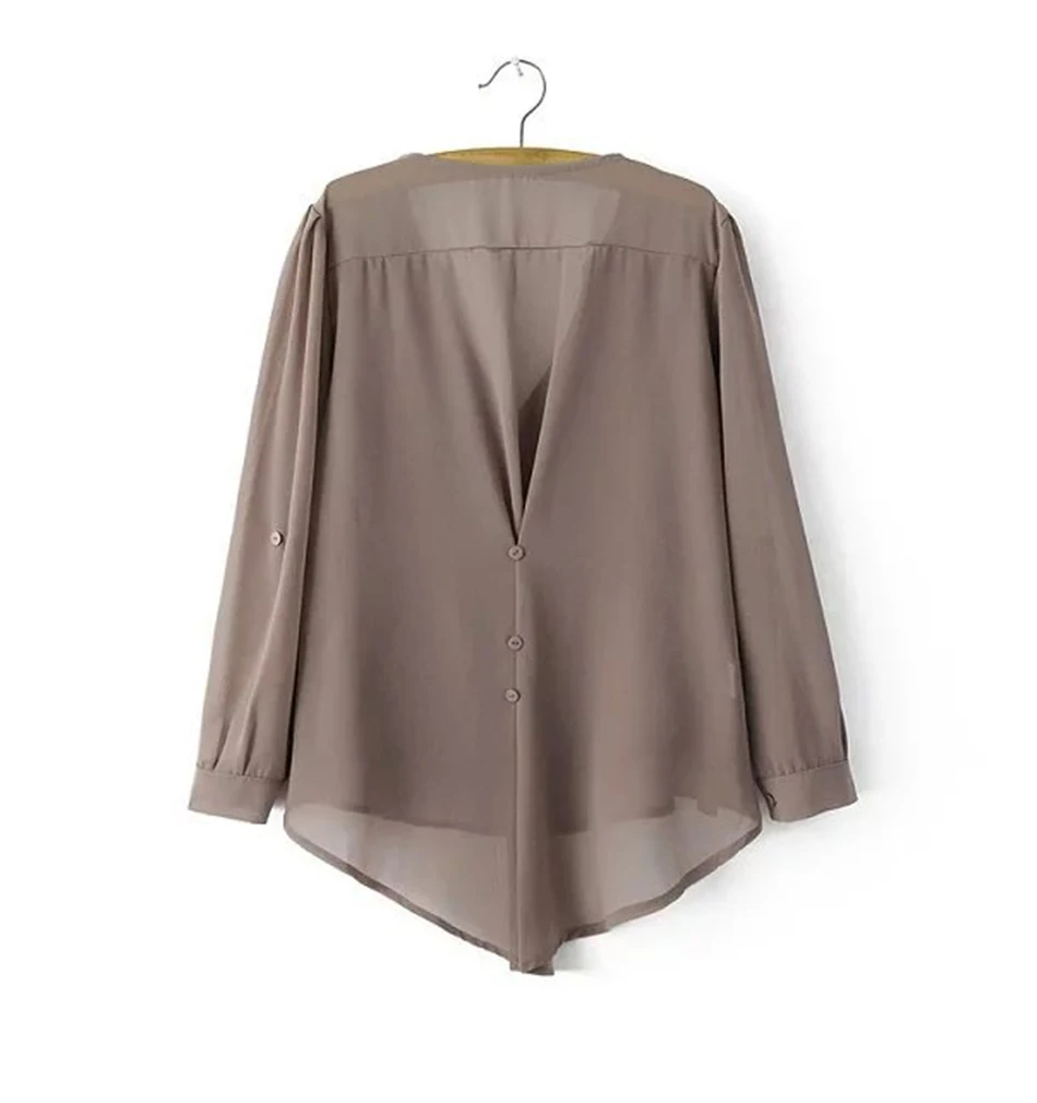 4xl 5xl, большие размеры, Свободные повседневные шифоновые футболки, v-образный вырез, длинный рукав, асимметричный подол, женские рубашки, осенние женские топы, футболки