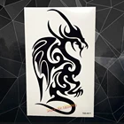 Черный Дракон Тотем поддельный флеш временная татуировка мужской боди-арт плечо, ноги рука Татуировка водостойкая переводная татуировка Летний стиль