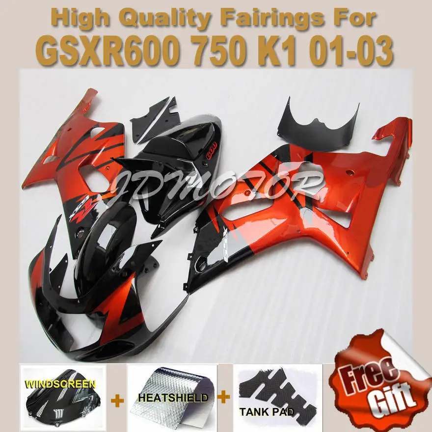  Обтекатель для SUZUKI GSXR600 Fit 100% 2001 2002 2003 GSXR750 01 02 03 GSXR 600 750 обтекатели комплект