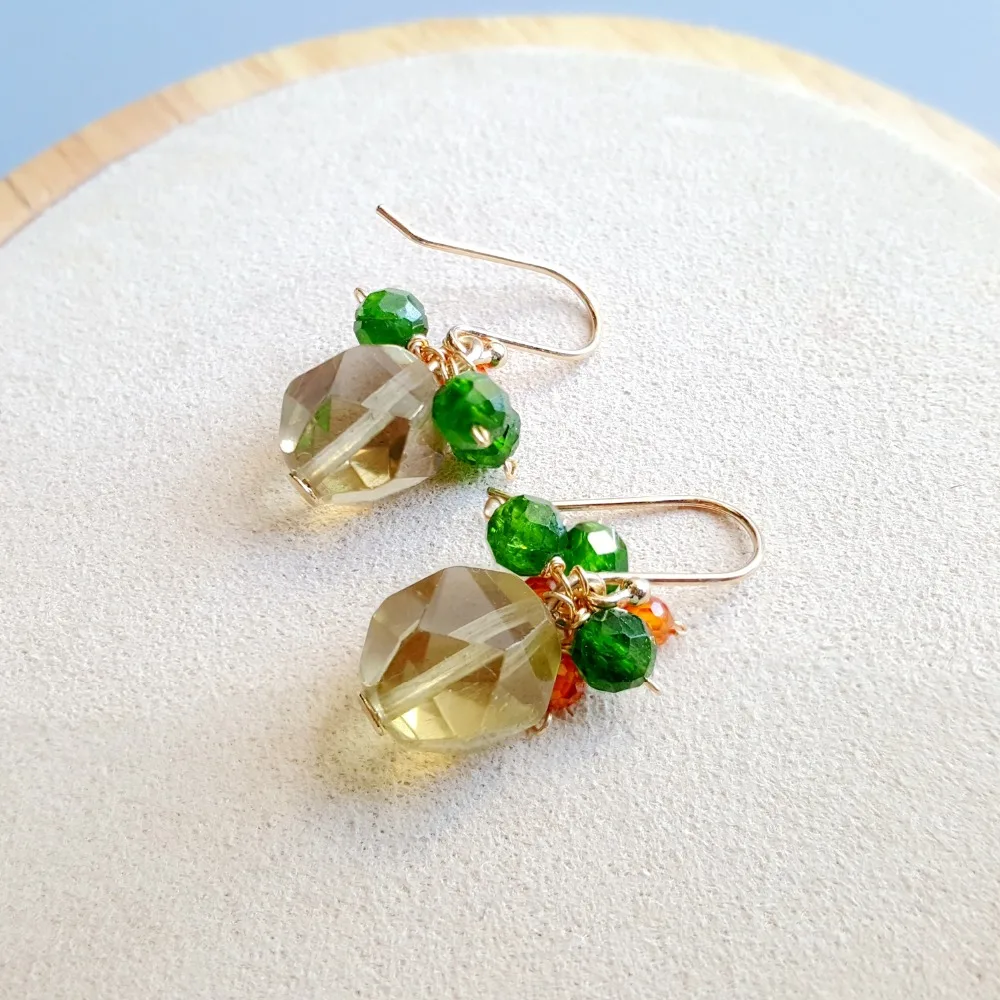 Lii Ji Genuine Lemon Quartz Diopside Zircon Earrings 925 Sterling Silver Handmade Drop Delicate Jewelry For Women Gift | Украшения и